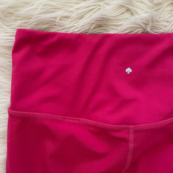Kate Spade Pink Scalloped Hem High Rise Cropped Capri Crop Leggings - Picture 8 of 12